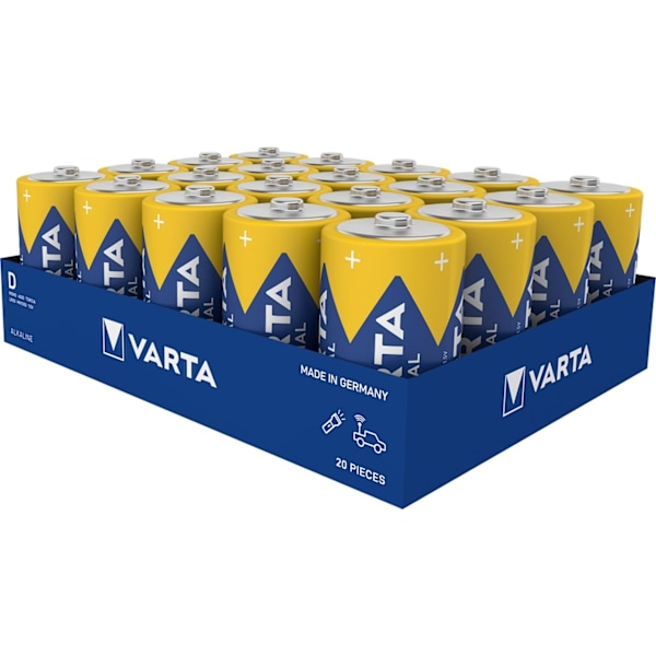 Varta LR20/D (Mono) (4020) batteri, 20 stk. i Box alkaline mangan batteri, 1,5 V