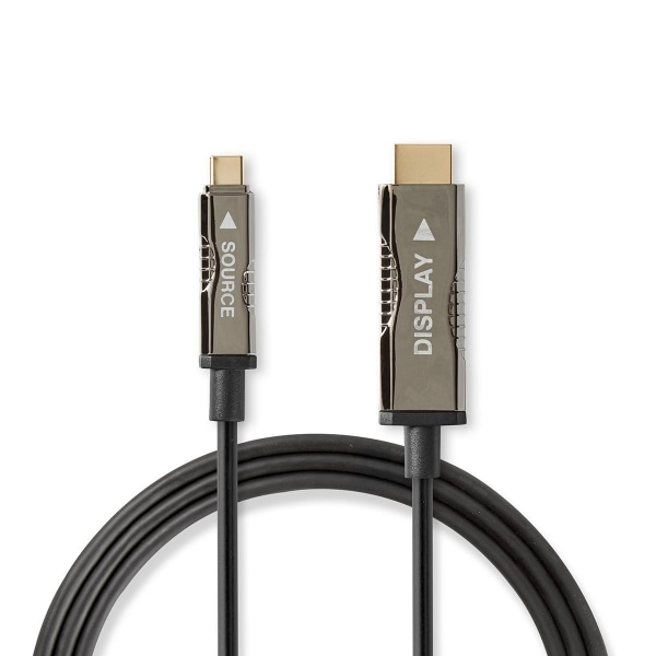 Nedis AOC USB-kaapeli | USB-C™ Uros | HDMI™ liitin | 18 Gbps | 50.0 m | Pyöreä | PVC | Musta | Pakkaus