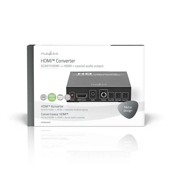 Nedis HDMI ™ Omvandlare | SCART Hona | HDMI™ utgång / 1x 3.5 mm ljud ut / 1x Digital Audio | Envägs | 1080p | 1.65 Gbps | Aluminium | Antracit