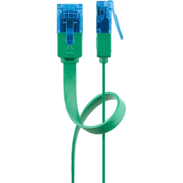 Goobay CAT 6A platt patchkabel, U/UTP, grön kopparledare (CU), 2 m