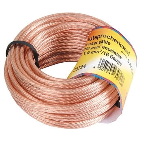Hama Högtalarkabel 2x1.5mm2 Transparent 5m