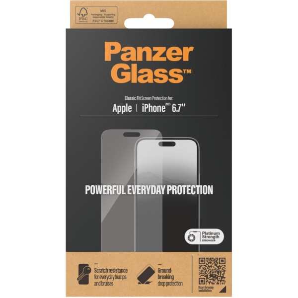 PanzerGlass Skärmskydd, iPhone 15 Plus Transparent