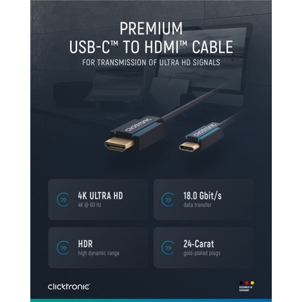 ClickTronic Adapterkabel från USB-C™ till HDMI™ Premiumkabel | U