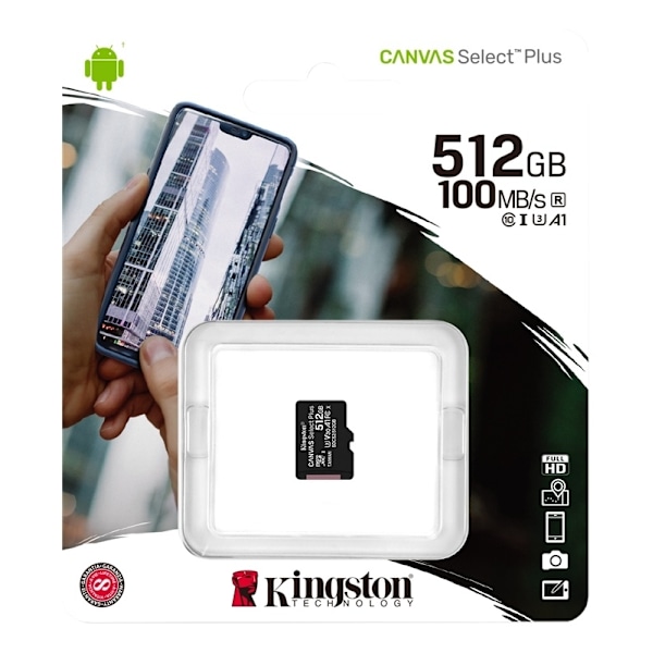 Kingston 512GB microSDXC Canvas Select Plus 100R A1 C10 w/o ADP