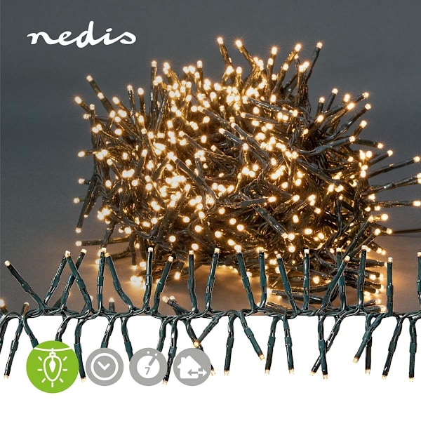 Nedis Julebelysning | Klynge | 768 LED's | Varm Hvid | 5.60 m | Lyseffekter: 7 | Indendørs eller udendørs | Strømforsyning