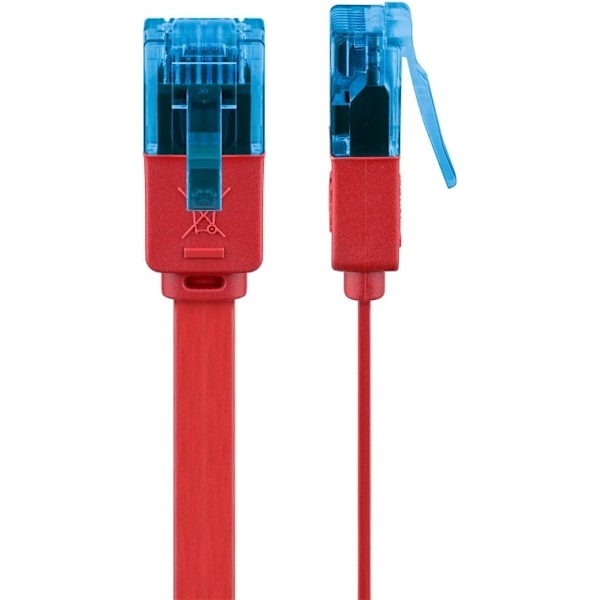 Goobay CAT 6A platt patchkabel, U/UTP, röd kopparledare (CU), 3 m
