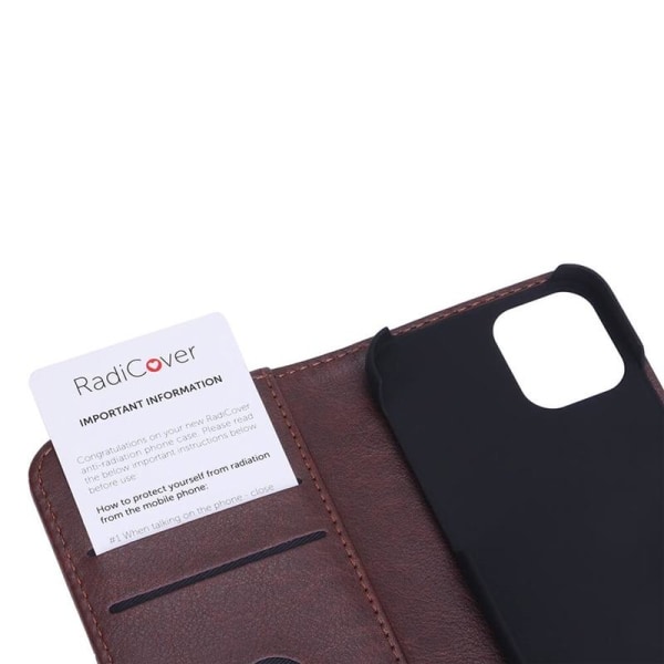 RADICOVER Strålingsbeskyttende Wallet PU iPhone 12 Mini Flipcover RFID Brun Brun