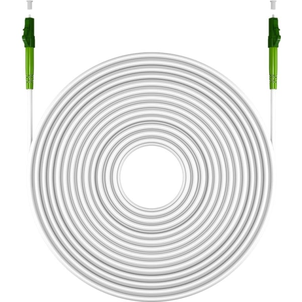 Goobay Lyslederkabel (FTTH), Singlemode (OS2) White, hvid (Simplex), 15 m fiberoptisk kabel, LC-APC (8°) stik > LC-APC (8°) stik, halogenfri kabelkapp