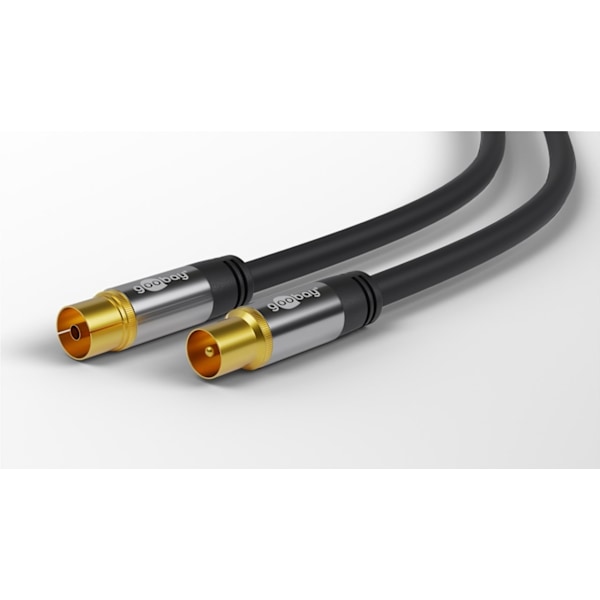 Goobay TV-antennkabel (135 dB), 4x skärmad guldpläterad, koaxial-uttag > koaxial-plugg, 5 m