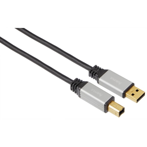 HAMA USB 2.0 Kabel A-B  5,0m Sort Metal Guldbelagt PC