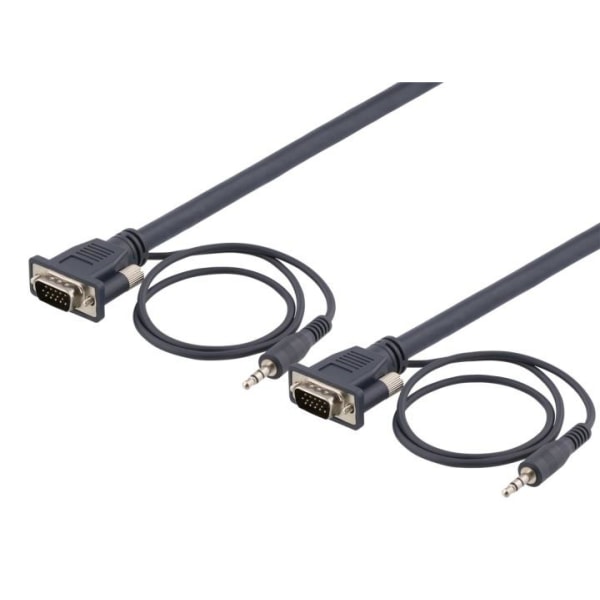 DELTACO monitor cable HD15 ma-ma, 1m, 1920x1200 60Hz, 3.5mm audio