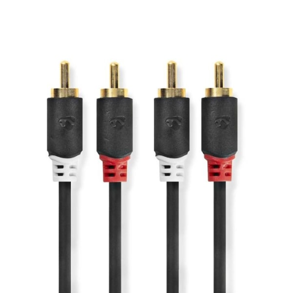 Nedis Stereo Audio kabel | 2x RCA Hanstik | 2x RCA Hanstik | Guldplateret | 1.00 m | Runde | Antracit | Box