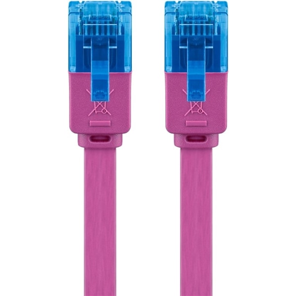 Goobay CAT 6A platt patchkabel, U/UTP, magenta kopparledare (CU), 0.5 m