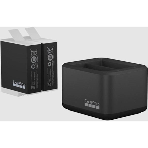 GoPro HERO12, HERO11 HERO10 & HERO9 Enduro Battery -laturi ja kaksi akkua