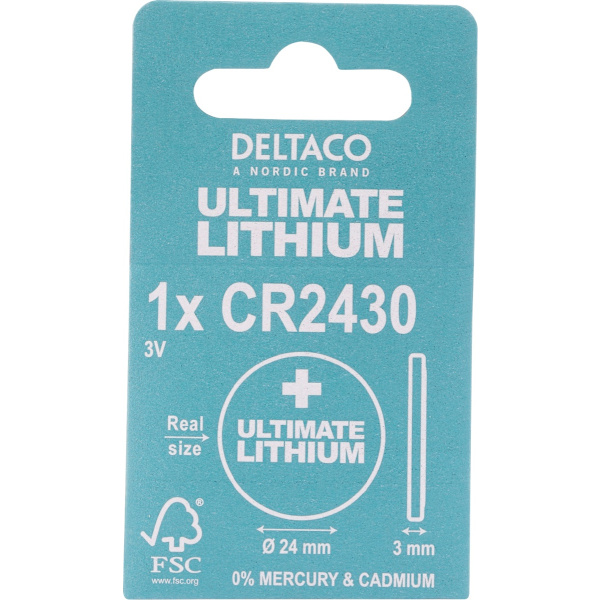 Deltaco Ultimate Lithium-batteri, 3V, CR2430-knappcell, 1-pack