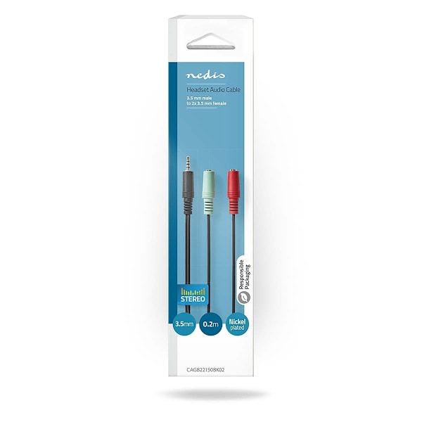Nedis Stereoäänikaapeli | 3.5 mm uros | 2x 3.5 mm naaras | Niklattu | 0.20 m | Pyöreä | Antrasiitti | Laatikko