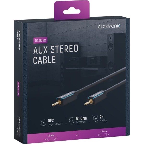 ClickTronic 3,5 mm AUX-kabel, stereo Premiumkabel | 1x 3,5 mm ja
