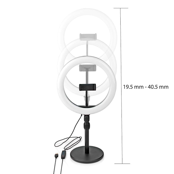 Nedis Rengasvalo | 10 inch | 120 LED's | 2700 - 6700 K | Työpöytä | Musta