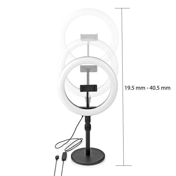 Nedis Ringljus | 10 inch | 120 LED's | 2700 - 6700 K | Skrivbord | Svart