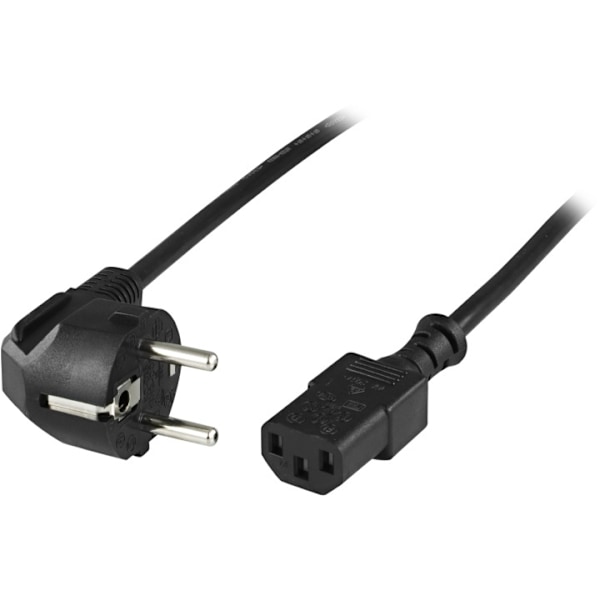 DELTACO apparatkabel, PC vägg, vinklad CEE 7/7 - rak IEC C13, 10m (DEL-111A)