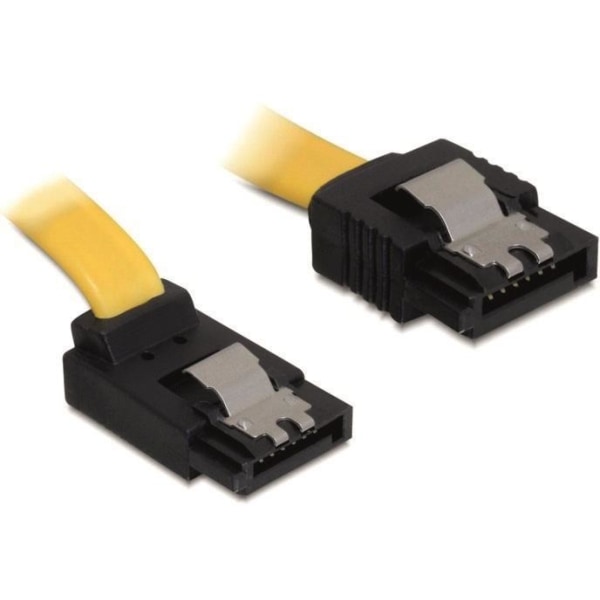 DeLOCK SATA-kabel, 6Gb/s, låsclip, vinklad(uppåt)-rak, 0,5m, gul