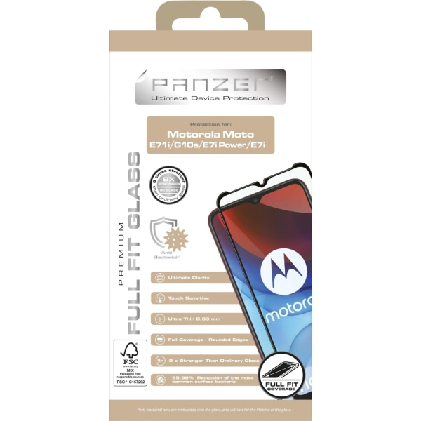 panzer Motorola Moto E71i/G10s/E7i Power/E7i FullFitBlack Transparent,Svart