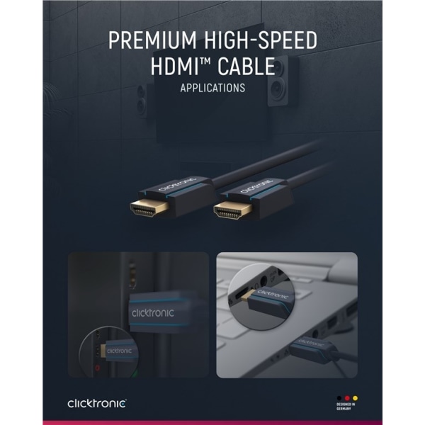 ClickTronic Höghastighets HDMIâ„¢-kabel med Ethernet Premiumkabel | 1x HDMIâ„¢-kontakt  1x HDMIâ„¢-kontakt | 10,0 m | UHD 4K @ 60 Hz