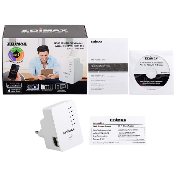 Edimax N300 Mini Wi-Fi Extender/Access Point/Wi-Fi Bridge Vit