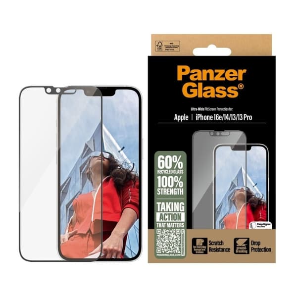 PanzerGlass Case, iPhone 16e, Black Transparent
