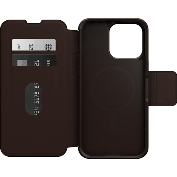 Otterbox Strada MagSafe -plånboksfodral, iPhone 15 Pro Max, brun. Brun