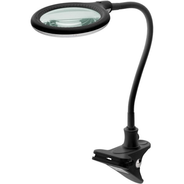 Goobay LED-luplampe med klemme, 6 W, sort 480 lm, 100 mm glaslinse, 1,75x forstørrelse, 3 dioptrier Sort