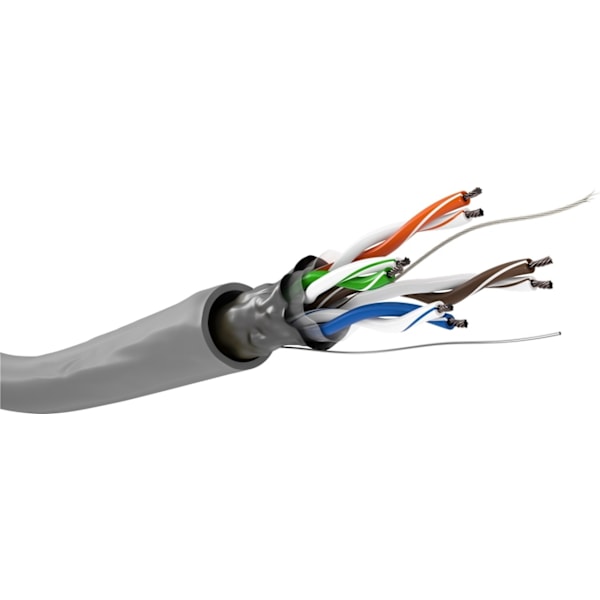 Goobay CAT 5e Nätverkskabel, F/UTP, 100 m, grå Kopparklädd aluminiumledare (CCA), AWG 26/7 (stranded), PVC-kabelhölje
