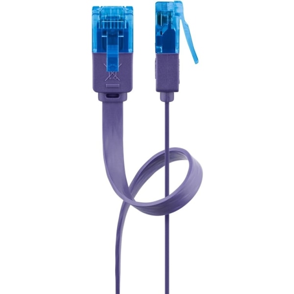 Goobay CAT 6A platt patchkabel, U/UTP, violett kopparledare (CU), 1 m