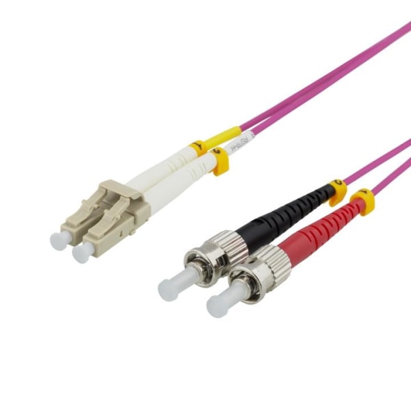Deltaco OM4 Fiber cable, LC-ST Duplex, 50/125, 5m, pink