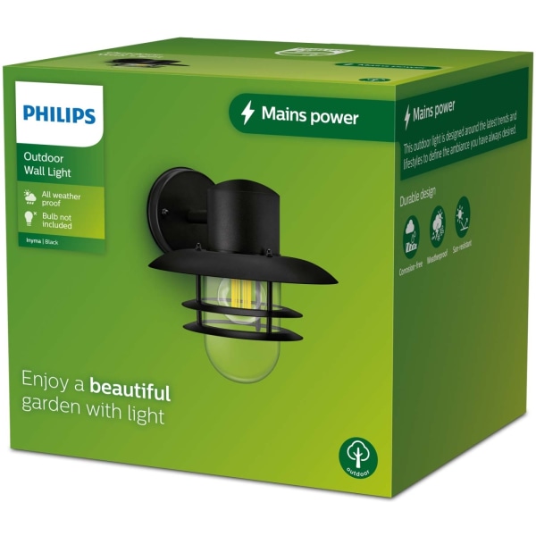 Philips Inyma Væglampe (E27 fatning) IP44 Sort