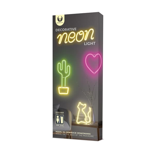 Forever Light Neon LED-ljus Kaktus, batteri + USB FLNEO2, Orange/Grön