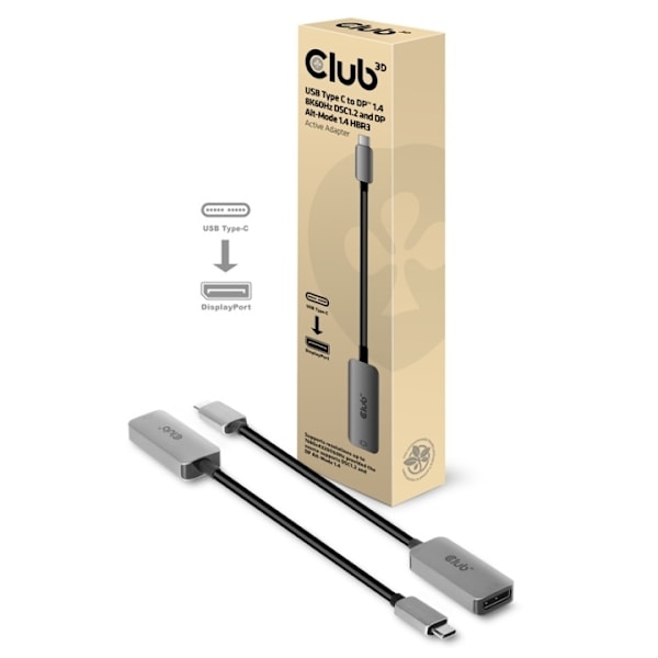 CLUB3D CAC-1567 USB-grafikadapter 7680 x 4320 pixlar Svart, Silver Sort, Sølv