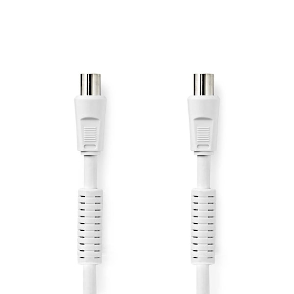 Nedis koaxialkabel | IEC (Koax) Hane | IEC (Koax) Hona | Nickelplaterad | 100 dB | 75 Ohm | Dubbelskärmad | 2.00 m | Rund | PVC | Vit | Låda