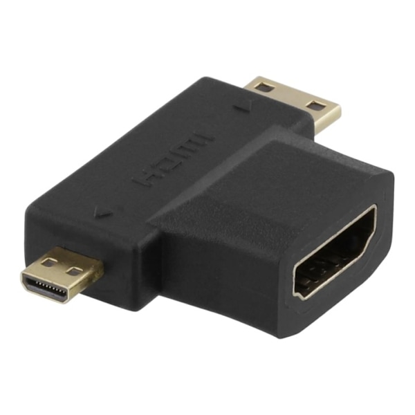 DELTACO HDMI-sovitin, HDMI naaras - uros mini HDMI ja micro HDMI uros