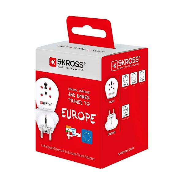 SKROSS Matka-adapteri Intia / Israel / Tanska-Eurooppa