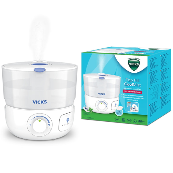 Vicks Top Fill Ultrasonic Humidifier with 2x Scent Pad Heater