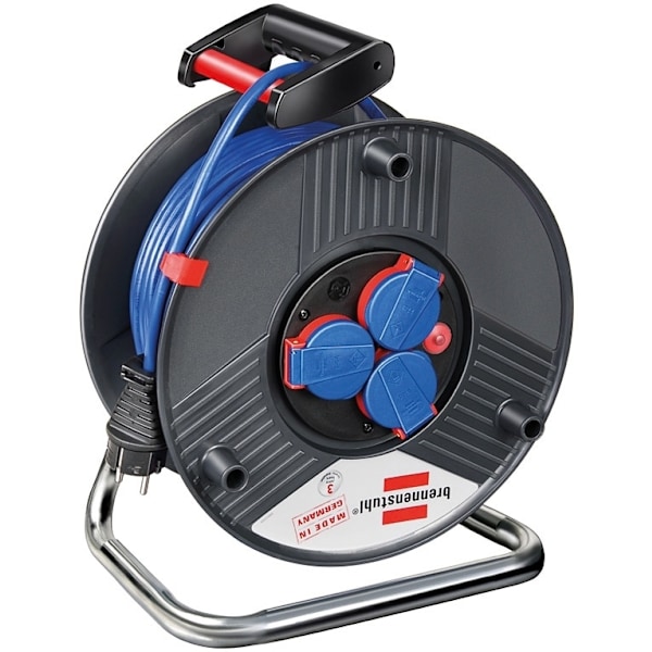 Brennenstuhl kabeltromle med <b>3</b>xCEE 7/4 udtag, 1xCEE 7/7 tilslut