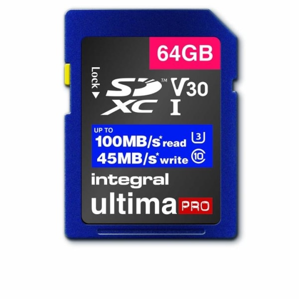 INTEGRAL High Speed SDHC/XC V30 UHS-I U3 64GB SD-muistikortti