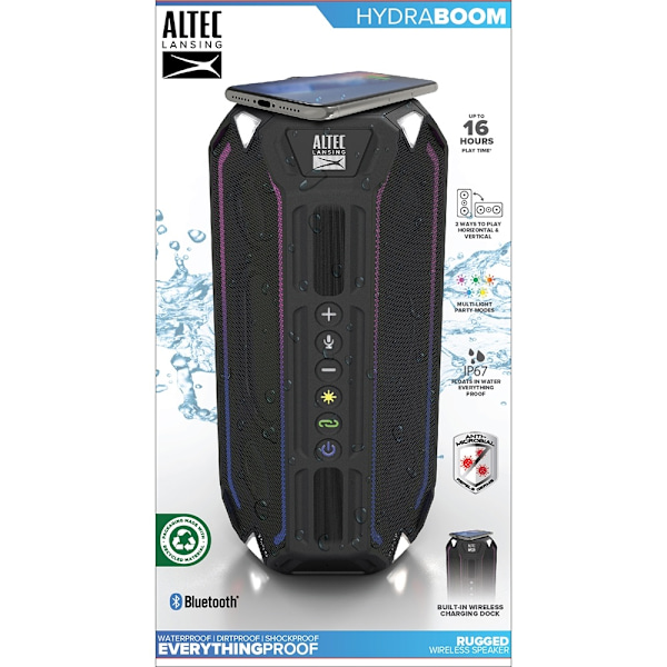 ALTEC LANSING Højttaler IMW1400 HydraBoom RGB Vandtæt Sort
