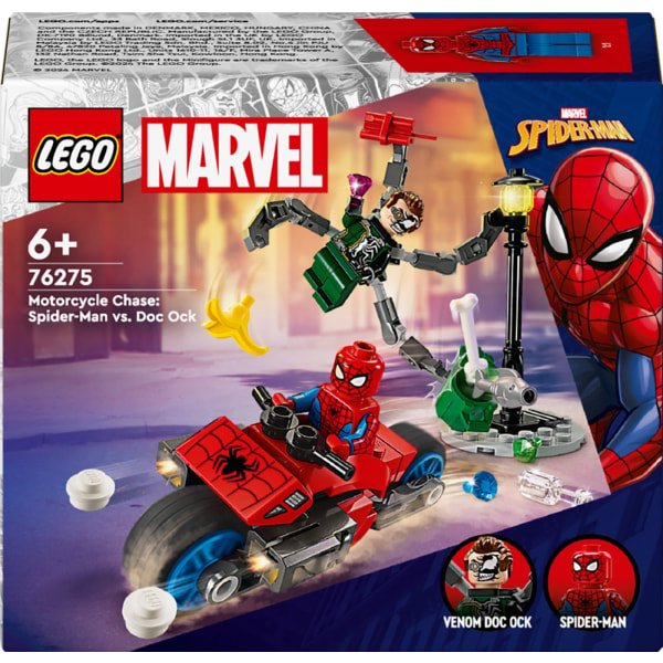 LEGO Super Heroes Marvel 76275  - Takaa-ajo moottoripyörällä: Spider-Man vastaan Tohtori Mustekala