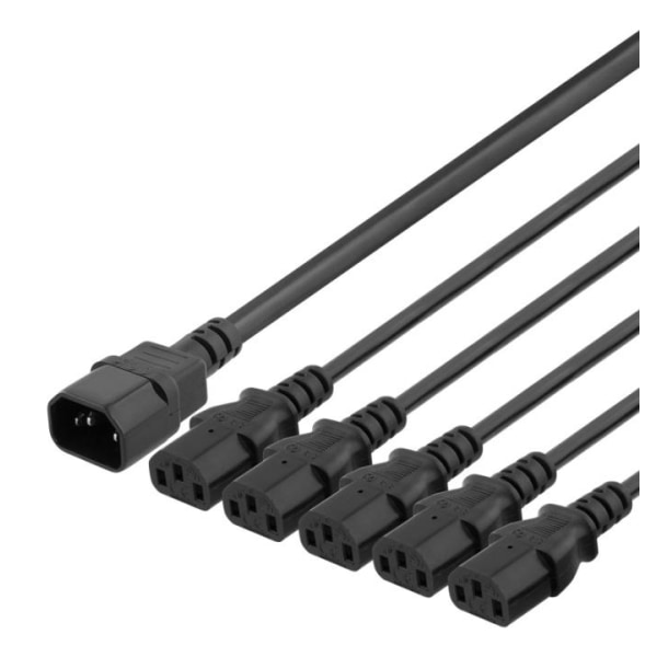 DELTACO IEC C14 to 5x IEC C13 Power cable, 1m, 10A/250V, Y-Split