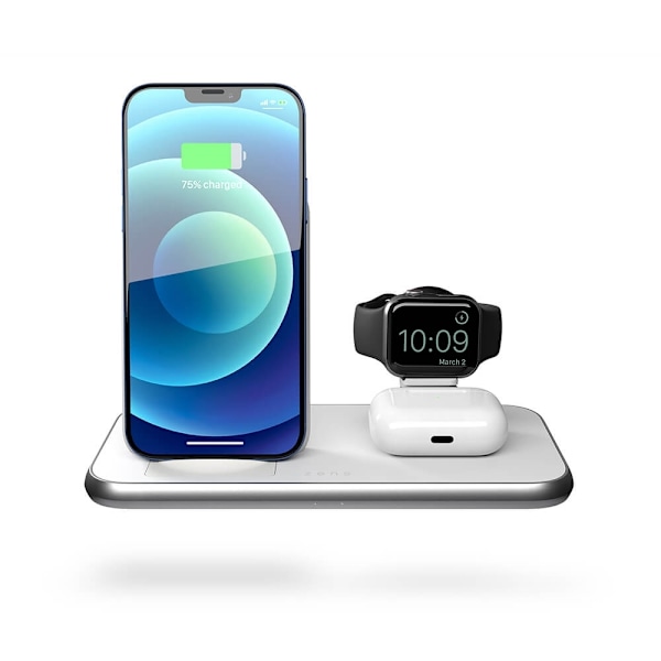ZENS 4i1 Qi Bordlader 10W inkl 45W USB-C PD Hvid