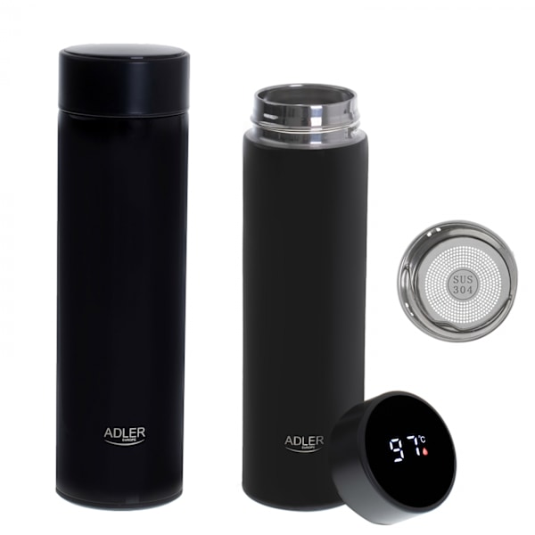 Adler AD 4506bk Termokande med LED, 473ml, Sort