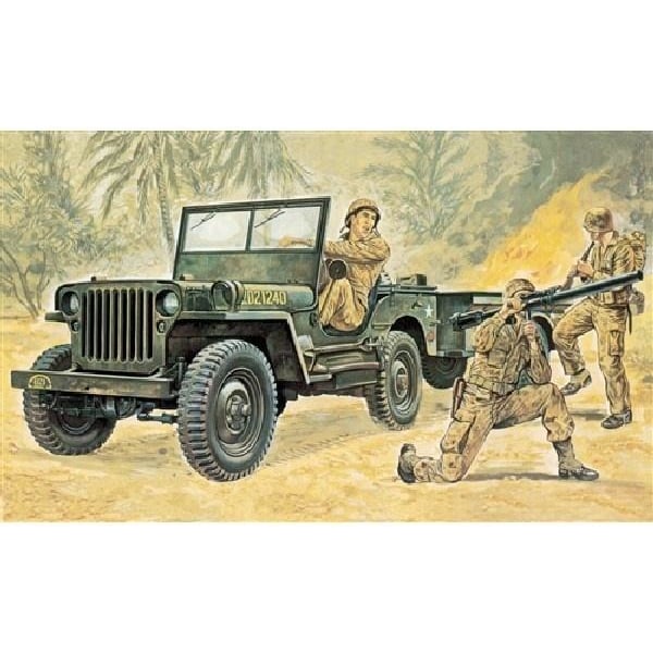 Italeri 1:35 Willys MB Jeep med Trailer