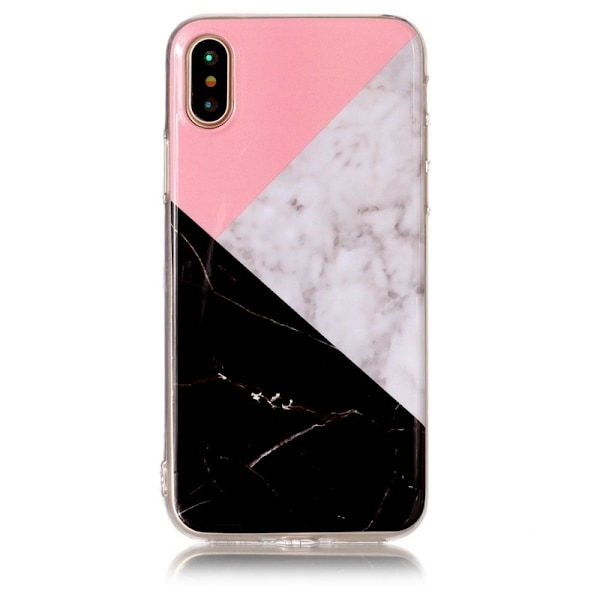 Blødt TPU cover til iPhone X/XS, Pink, Grå, Sort, Marmor Svart